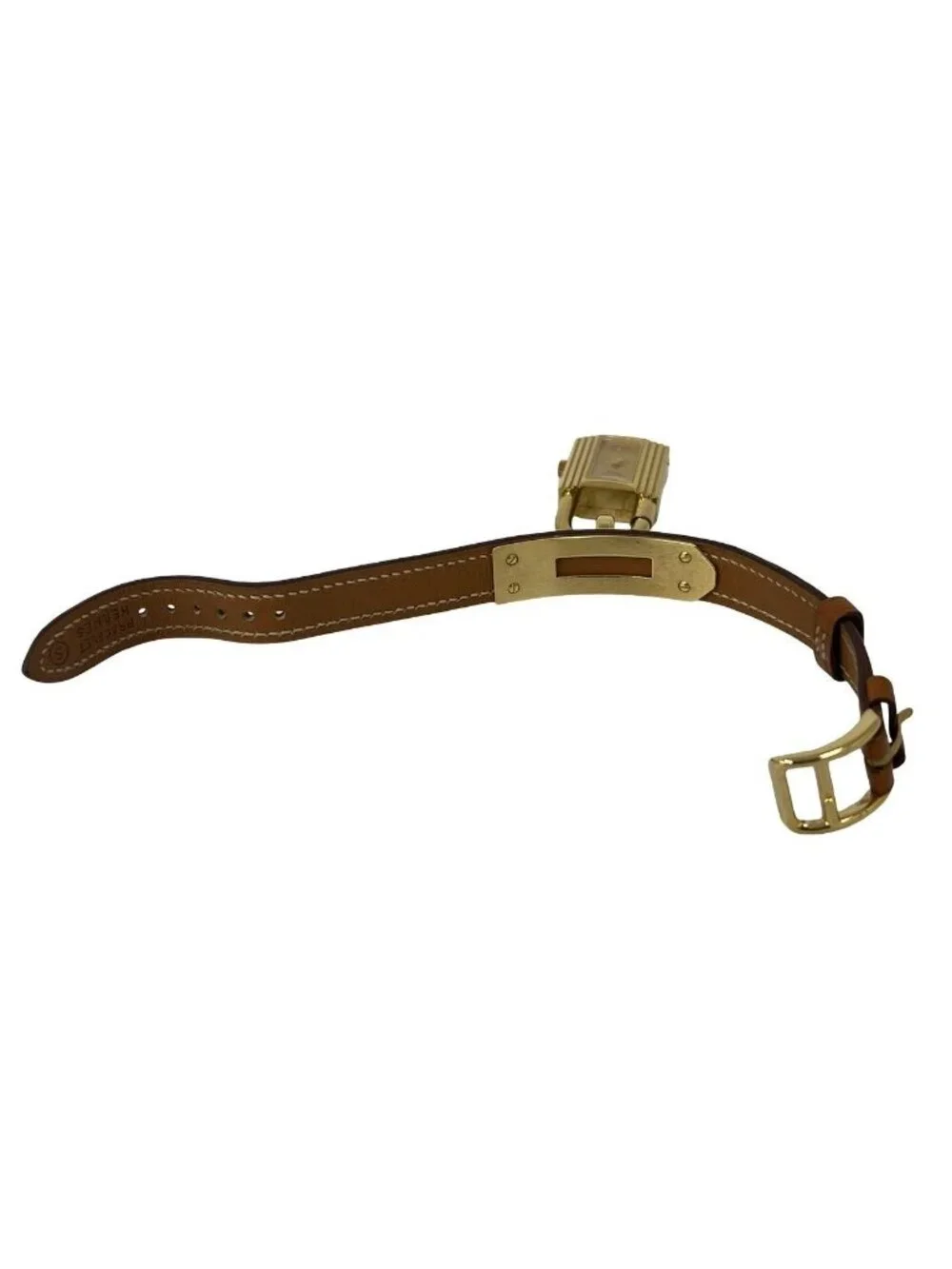 Hermes Vintage Kelly Watch Courchevel Wrist Gold Brown